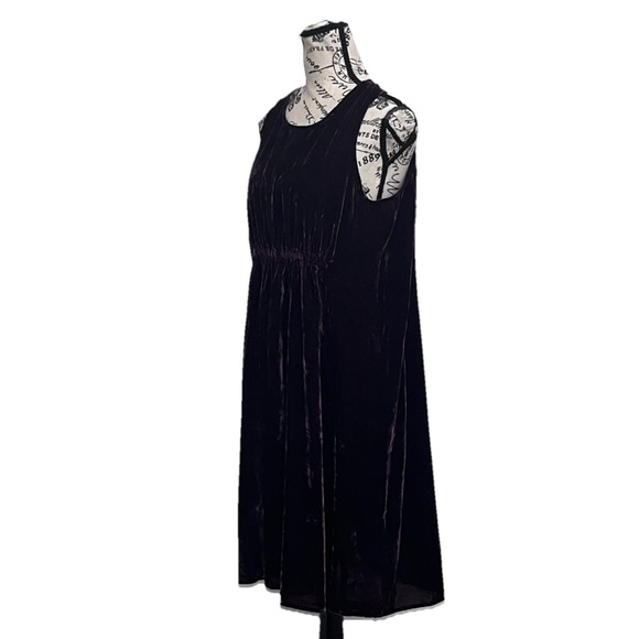 Gap Maternity Purple Velvet swing Midi dress Goth Grunge Boho Hippie Moto Bike M - Picture 3 of 11